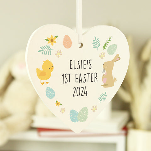 Personalised First Easter Heart Tree Decoration